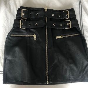 Topshop faux leather moto skirt